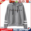 Striped Letter Hoodies Coat Women Men Loose Hooded Sweatshirt (Grey 1)(M)