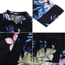 2pcs Autumn Women Home Clothes Set Floral Buttons Tops Pants Suit (Black XL-2223