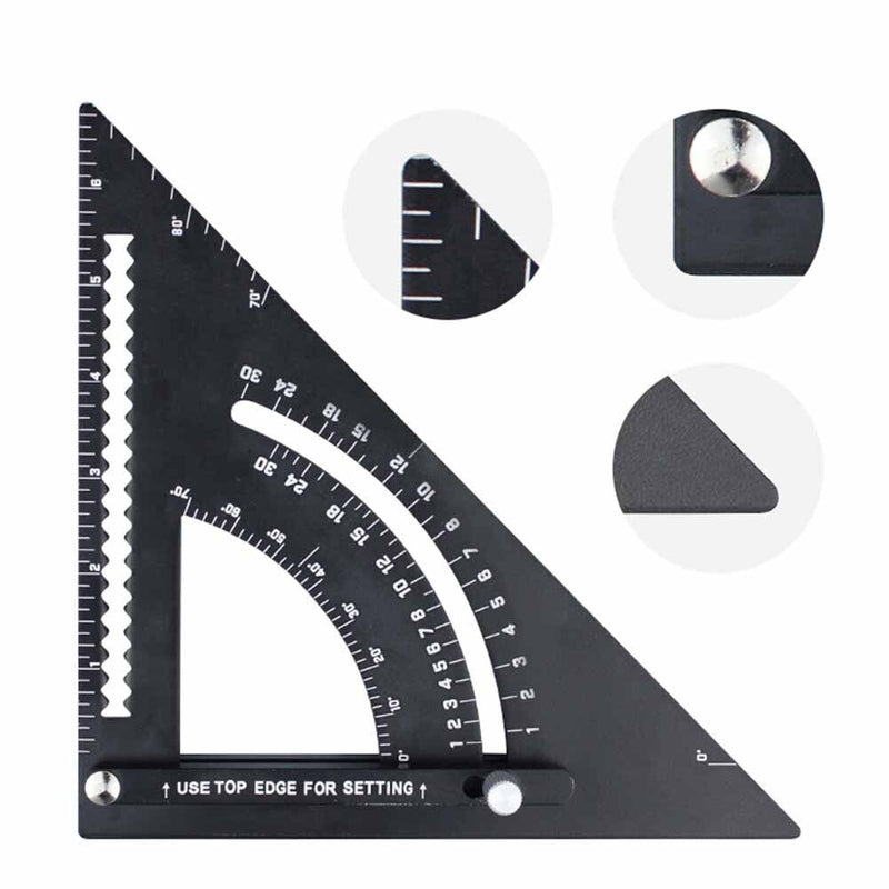 Aluminum Alloy Triangle Ruler Angle Protractor Woodworking Measurement Tools