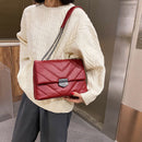 Fashion Lattice Pattern Messenger Trunk Lady Shoulder Handbag Leather Chain Tote