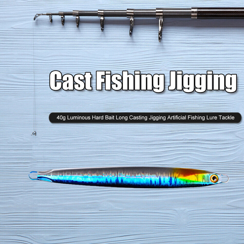 40g Hard Metal Lead Casting Jig Fishing Lure Jigging Luminous Artificial Baits