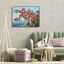 Hand Painted Oil Paint Kill Time Picture Colouring Seaside Camellia Artcrafts