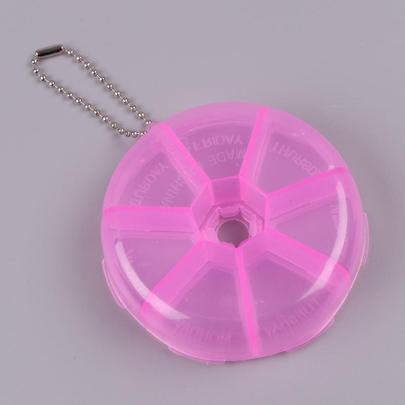 Portable 7 Day Weekly Round Drug Tablet Pill Box Medicine Splitters (Rose)