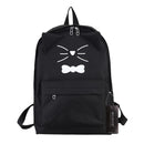 Women PU Leather Lovely Cartoon Cat Printed Backpack Shoulder Bag(Black)