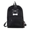 Women PU Leather Lovely Cartoon Cat Printed Backpack Shoulder Bag(Black)