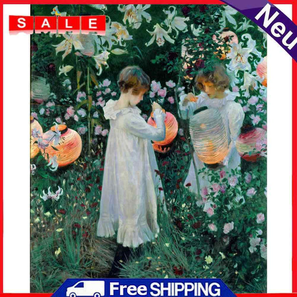 Oil Paint By Numbers Picture DIY Painting Woman Lantern Acrylic Paint Decor