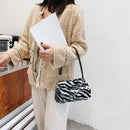 Retro Animal Chain Underarm Bags Purse Women Plush Top-handle Clutch (5)