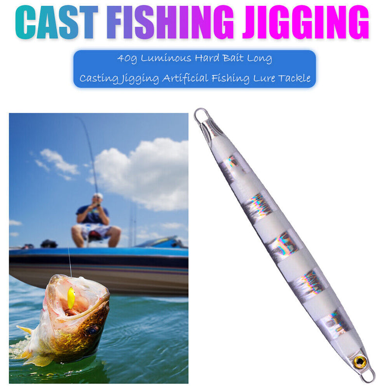 40g Hard Metal Lead Casting Jig Fishing Lure Jigging Luminous Artificial Ba