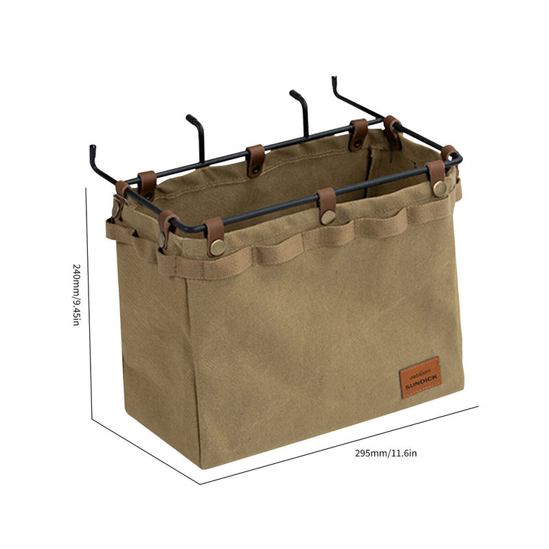 Camping Table Side Storage Bag Multifunction Canvas Bag with Hook (Khaki) Newly