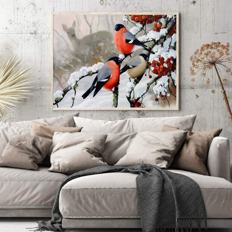 DIY Paint By Number Kit Snow Bird Animal Acrylic Paint Art Craft Decoration Gift