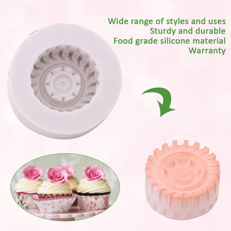 4pcs Tires Wheel Silicone Fondant Cake Molds Chocolate Baking Decorating Tools