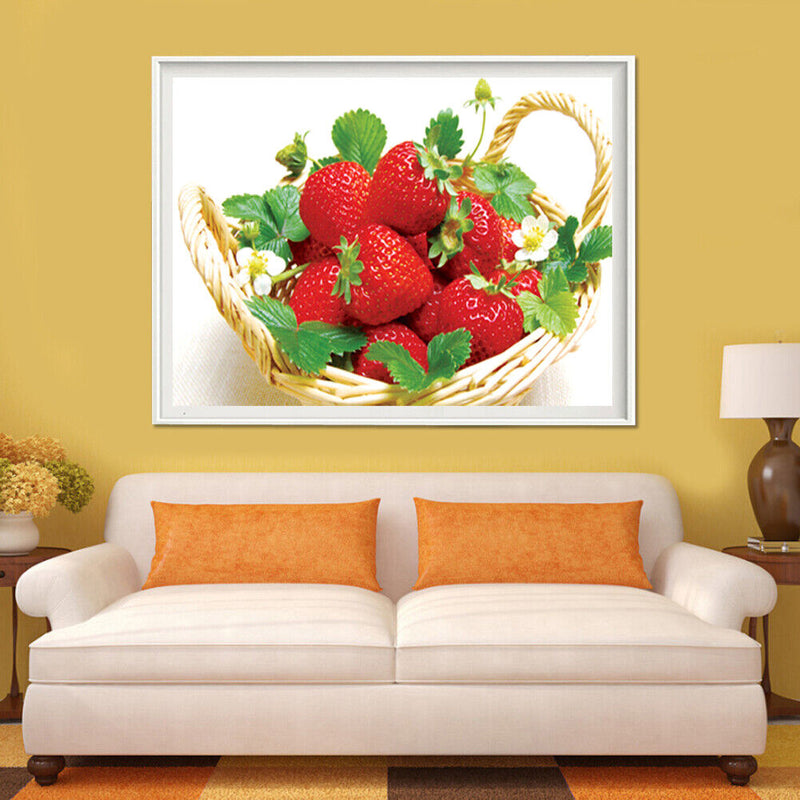 A Basket of Strawberries 5D DIY Diamond Painting Cross Stitch Rhinestone Embroidery Meuse