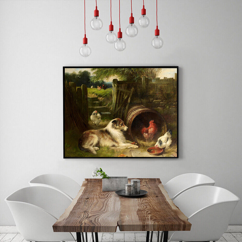 Dog Chicken Oil Paint By Numbers Kit DIY Acrylic Painting on Canvas (B1487)