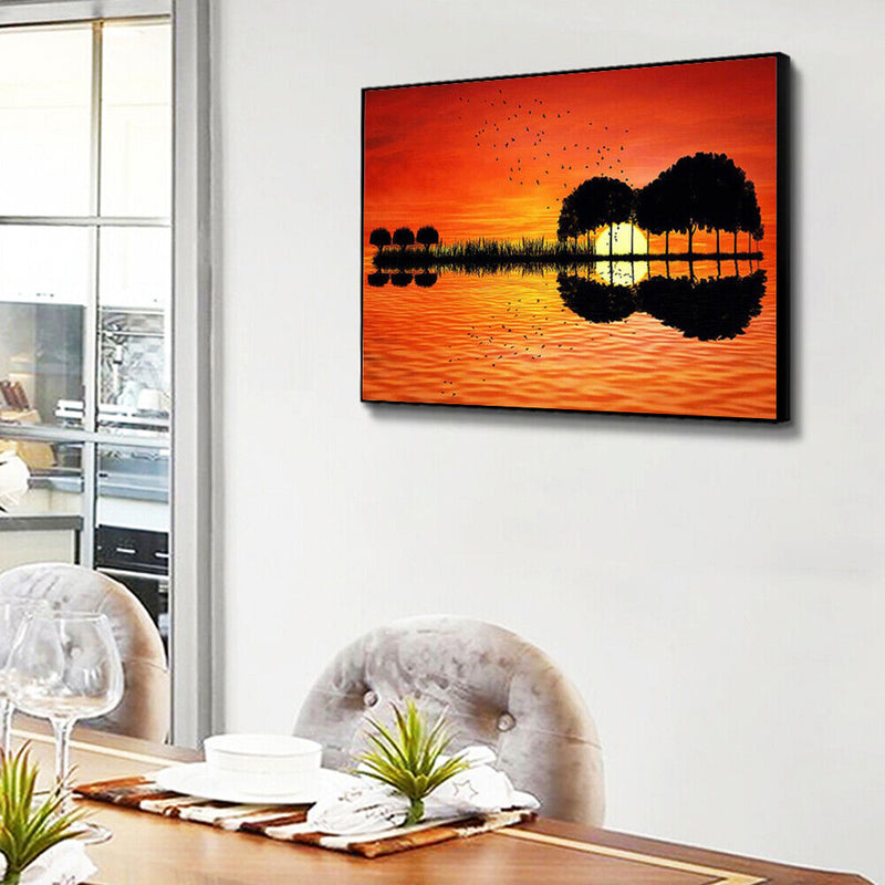 Canvas Painted Oil Paint By Numbers Guitar Scenery DIY Home Wall Art Decor