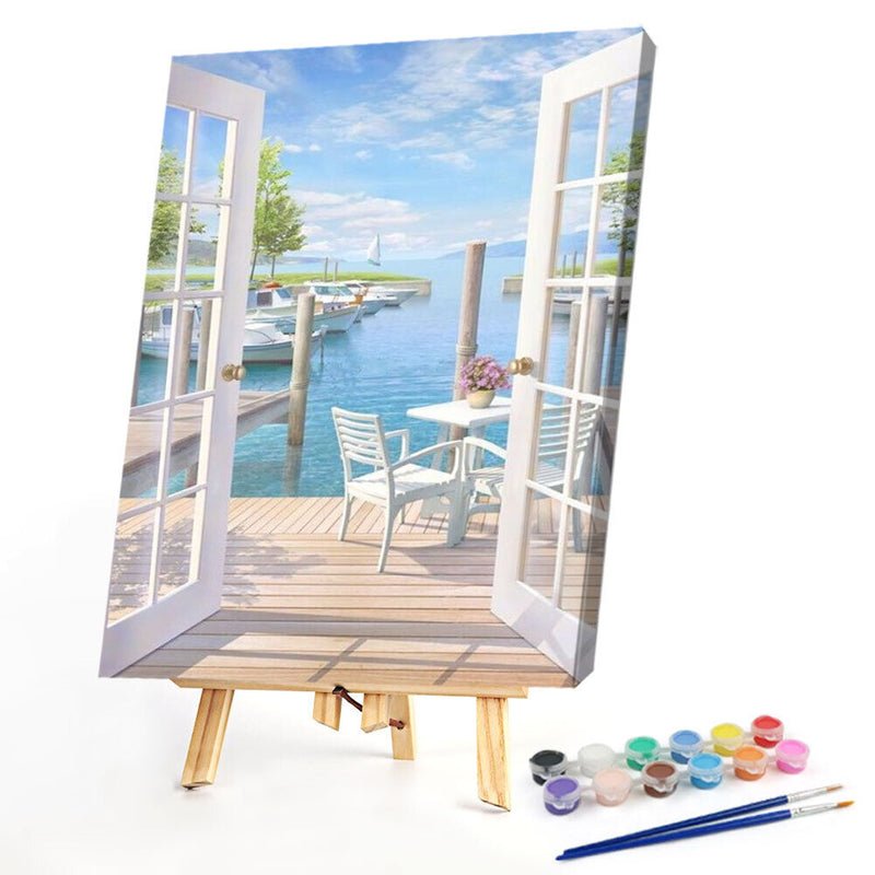 Drawing Paintwork Outside Door Seascape Home Room Decor 40x50cm Without Frame