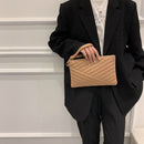 Women Fashion PU Leather Solid Color Clutch Business Female Zipper Satchel Bag
