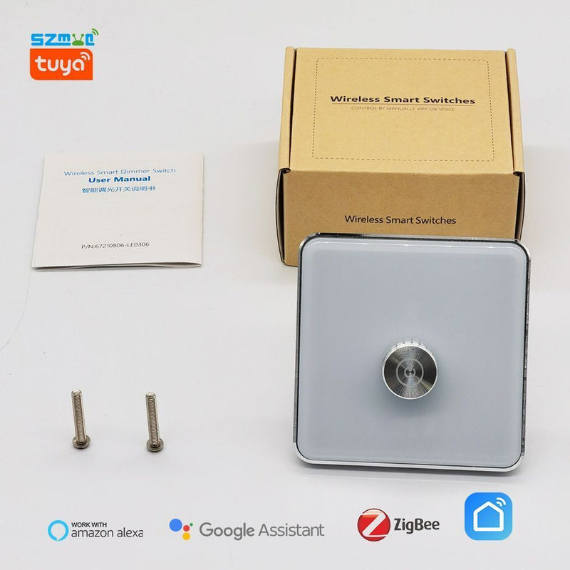 Dimmers White 220W App Control ZigBee3.0 Tuya Knob Rotation Smart Dimmer Switch