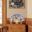 Hand Painted Folding Fan Oil Paint By Numbers DIY Snowman Kid Drawing Craft Gift