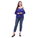 Ladies V-neck Crisscross Tops Solid Color Long Sleeve Women Plus Size T-shirts