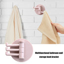 Bathroom Wall Hanging Rotatable 3 Hooks Adhesive Bracket Holder (Pink) Newly