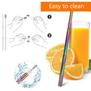Outdoor Reusable Collapsible Drinking Straw Suit with Cleaning Brush (A) Newly