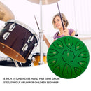 6 inch 11 Tune Musical Instrument Steel Tongue Drum for Beginner (Green) Newly