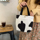 Portable Corduroy Lunch Bags Student Animal Pattern Bento Case Lunch Picnic Tote