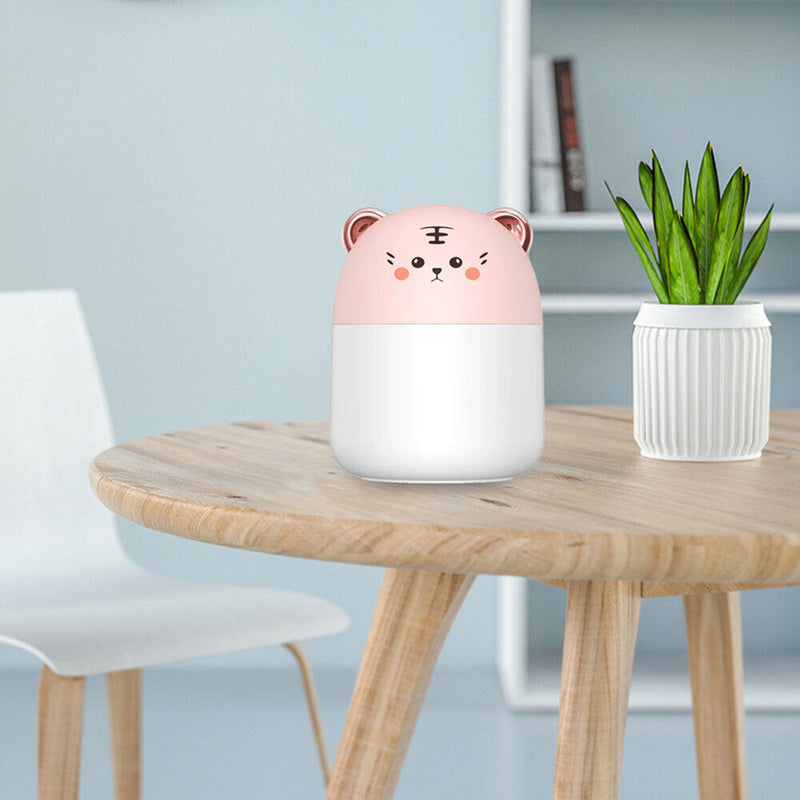 Air Humidifier Cute Tiger Aroma Diffuser with Night Light Cool Mist (Pink)