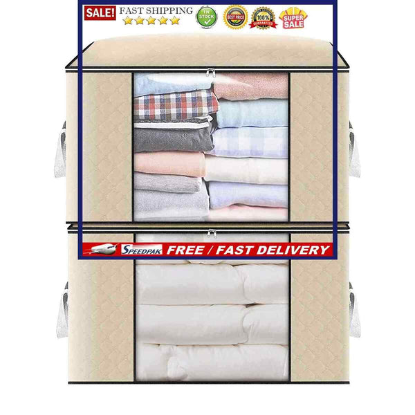 Storage Bag 2 Pcs Thick Fabric for Comforters Pillow Quilt Bedding & Clothes