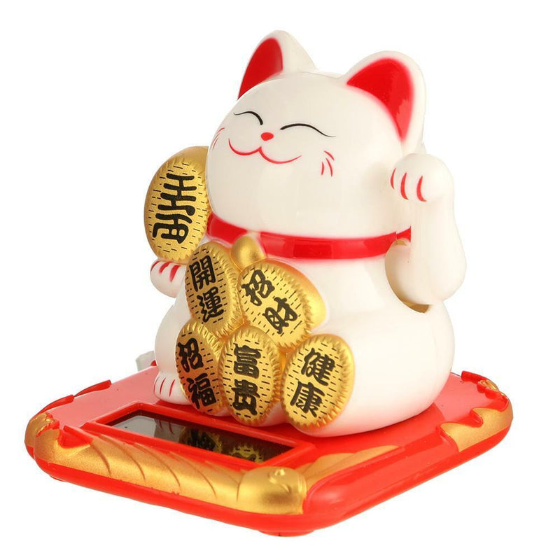 Chinese Lucky Cat Wealth Waving Shaking Hand Fortune Welcome Craft (White) UK