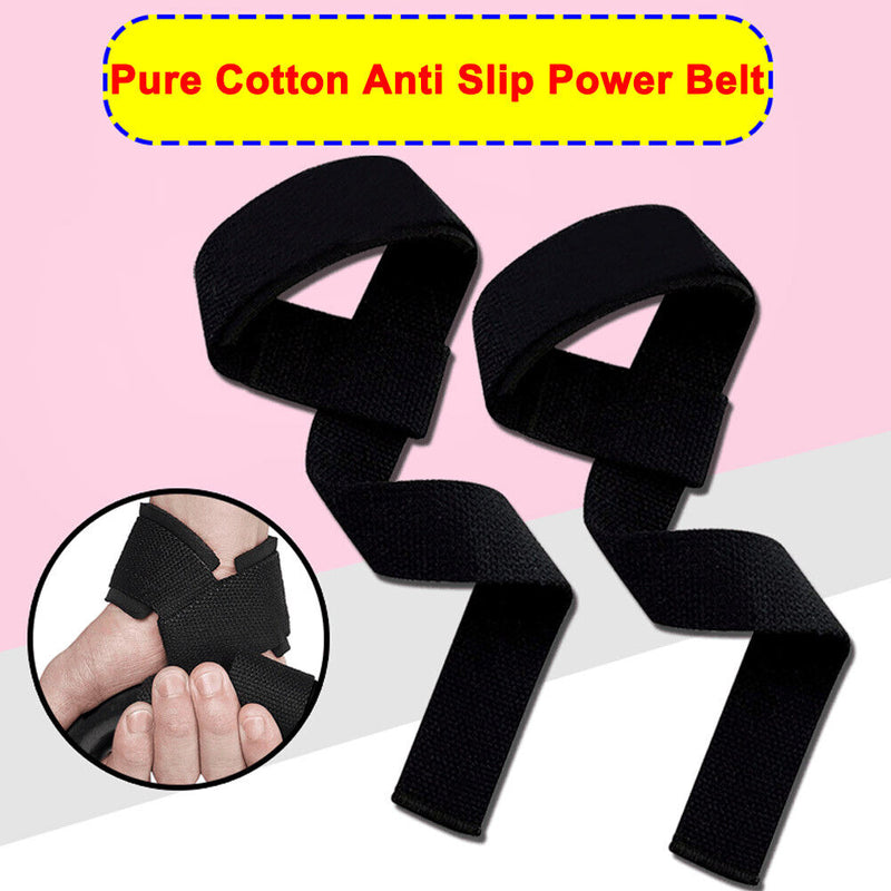 2pcs Weightlifting Wrist Wraps Grip Strap Gloves Fitness Barbells Power Belts