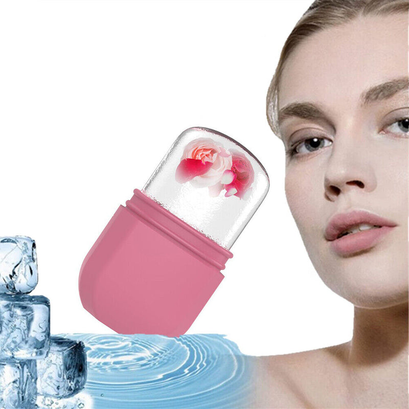 Skin Care Beauty Tool Silicone Ice Cube Massager Face Roller Mold (Pink) Newly