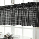 Roman Blackout Windows Half-Curtains Kitchen Short Valance (Black Plaid)