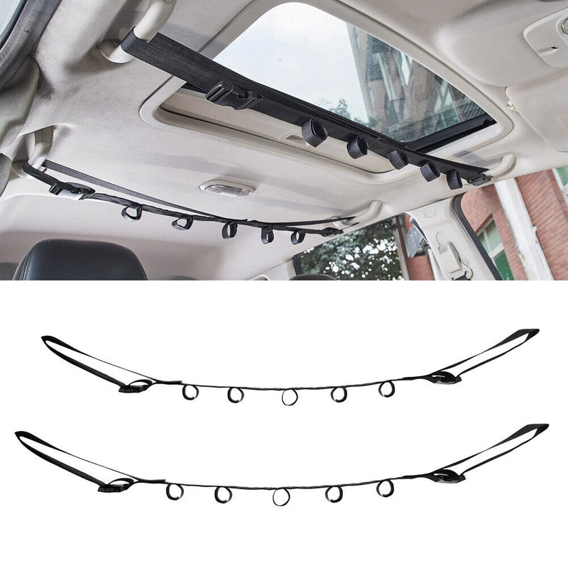 2pcs Car Mounted Storage Rack Fishing Rod Pole Holder Vehicle Belt Strap Carrier