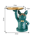 Nordic Luxury Bulldog Storage Statue Fruit Candy Tray Sculpture (Green) Newly