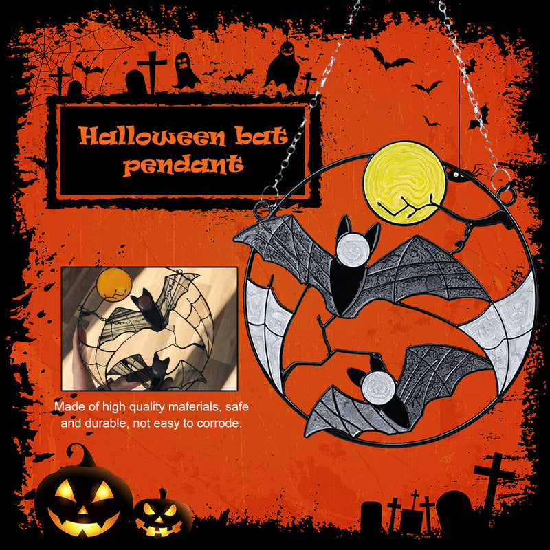 Bat Stained Window Pendant Hanging Alloy Bat Moon Windows Hanging Pendant Newly