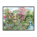 Full Embroidery Mountain Villa Stamped 11CT Needlework Set DIY Cross Stitch K
