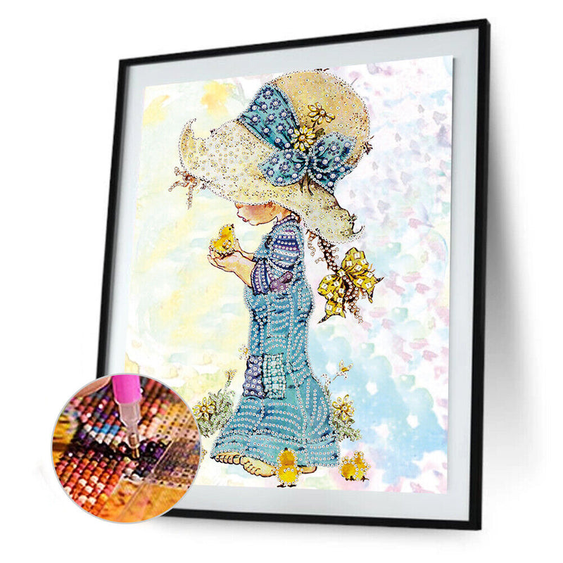 5D DIY Little Girl Partial Special Shape Drill Diamond Painting (YX366) Newly