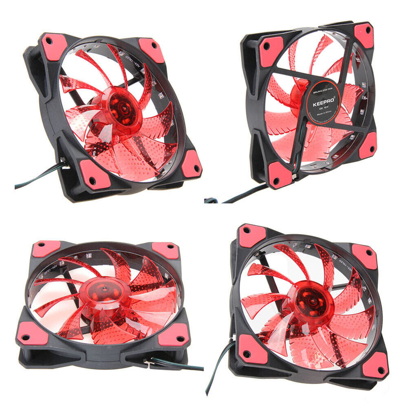 12V 3-4Pin 15LED Lighting PC Case Fan Cooler Computer Cooling Fan (Red) Newly