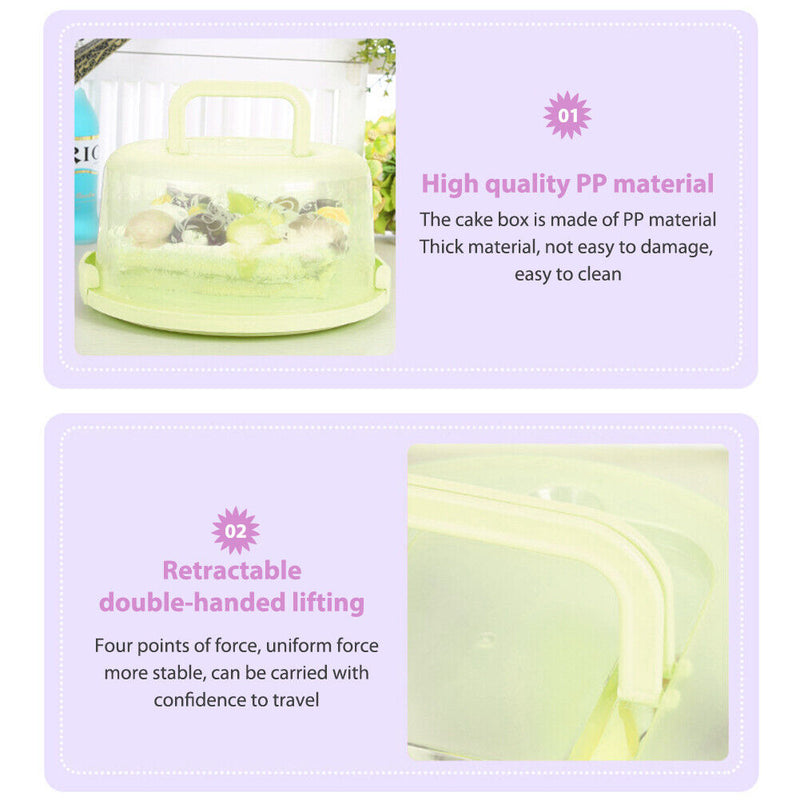 10 inch Round Portable Cake Box Fresh-keeping Case Birthday Decor (Green) Newly