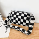 Fashion Plush Shoulder Bag Heart Print Underarm Bags Women Casual Purse Handbags