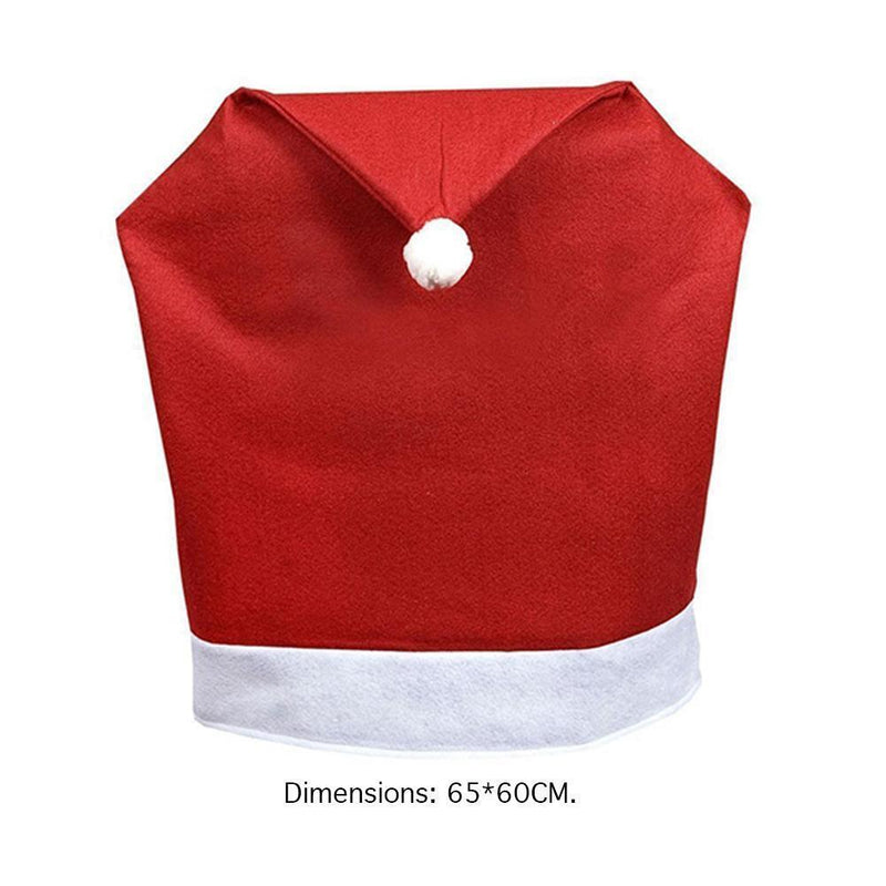 6pcs Xmas Santa Hat Chair Back Cover Home Party Dinner Art Decorative Case