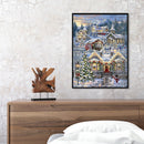 5D DIY Full Drill Round Shape Christmas Village Rhinestone Diamond Drawing Kit
