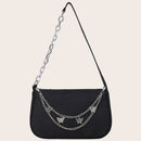 Fashion Women Butterfly Chain Underarm Bag Casual Small Handbags (Black)