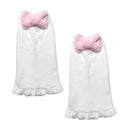 Velvet Pink Bow JK Socks Foot Warmer Socks Leg Warmers Ruffles Leg Socks