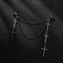 Hip Hop Dangle Drop Long Chain Stud Multi-Layer Cross Earrings Tassel Earrings