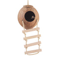 Bird Nest Squirrel Feeder Warm House with Hanging Ladder Parakeet Coconut Shell
