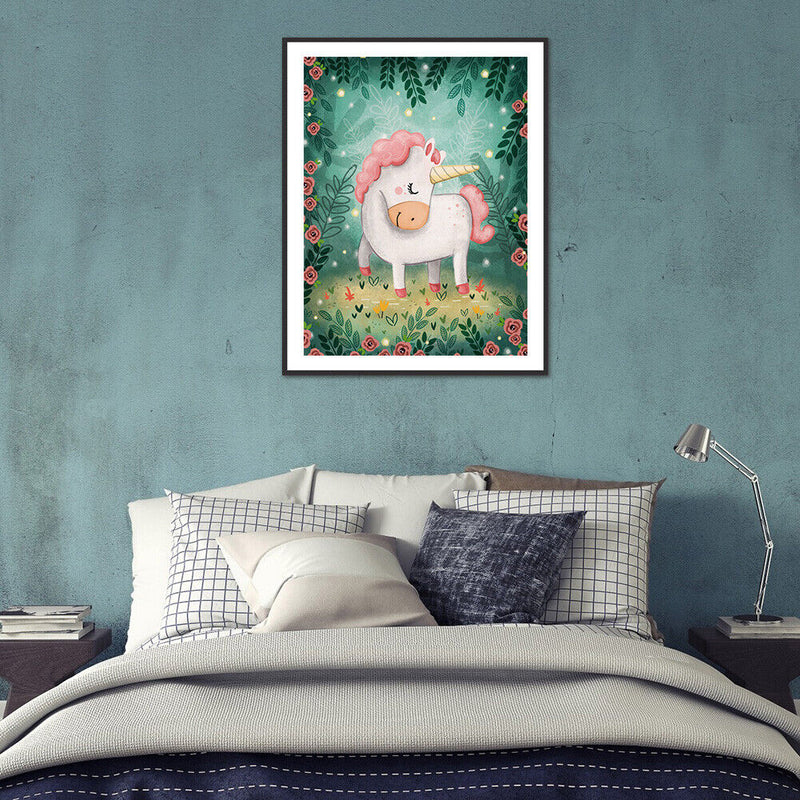 5D DIY Cartoon Horn Horse Full Round Diamond Painting Kit Picture Artwork