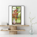 Partial Cross Stitch Cotton Needlework Kit Printed Red Leaves Decor Handicraft