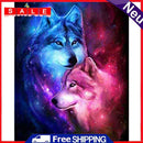 DIY Paint By Number Kit Frameless Red Blue Wolf Handpainted Canvas Wall Decor